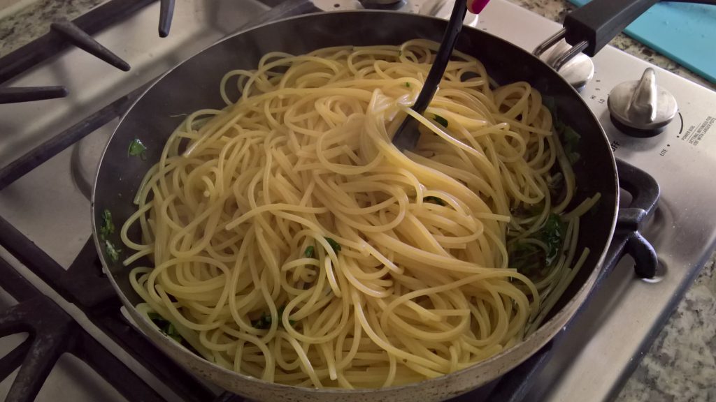 Spaghetti aglio olio cottura